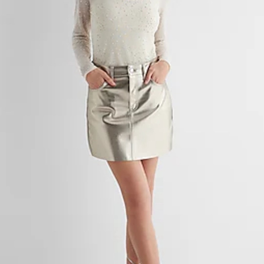 NWT Express HIGH WAISTED METALLIC MINI SKIRT